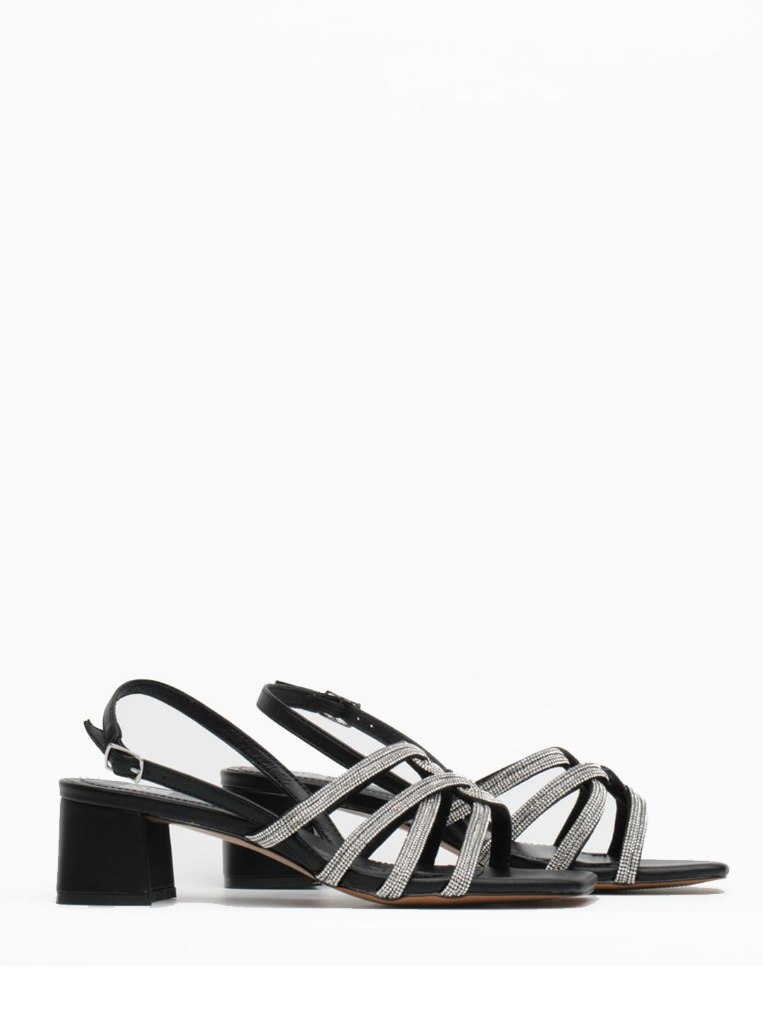 Bibi lou sandali nero con tacco e strass