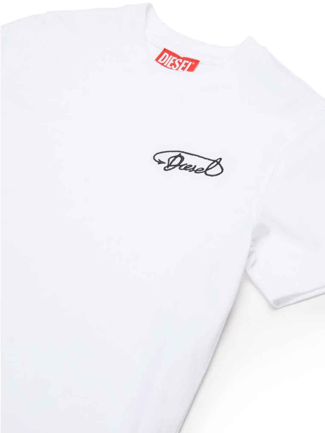 Diesel t-shirt kids bianco con logo ricamato