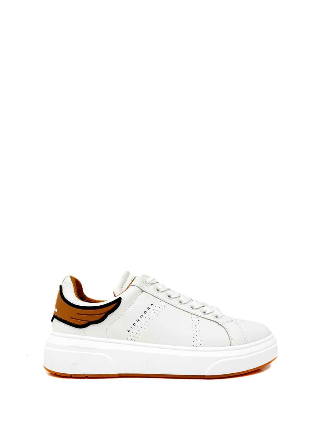 John Richmond 31017 C sneakers bianco con tab cuoio