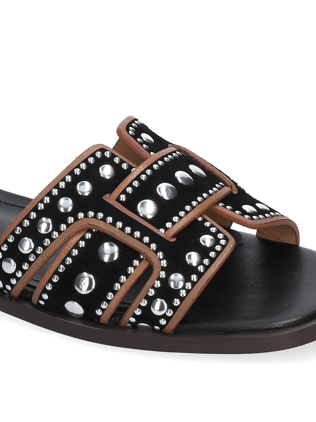 Bibi Lou Holly Flat sandali nero con borchie