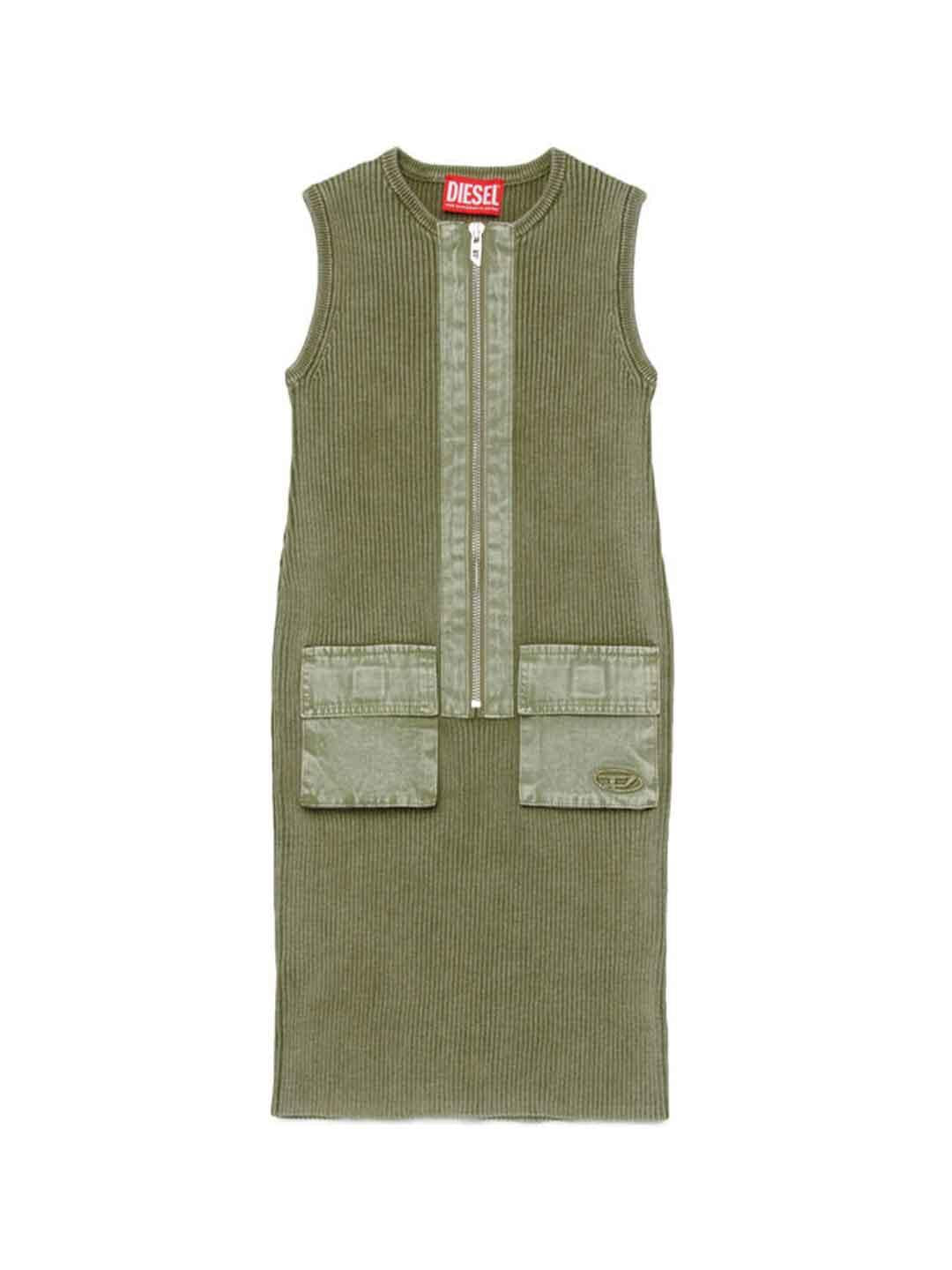 Diesel Dameryn abito verde lungo a coste
