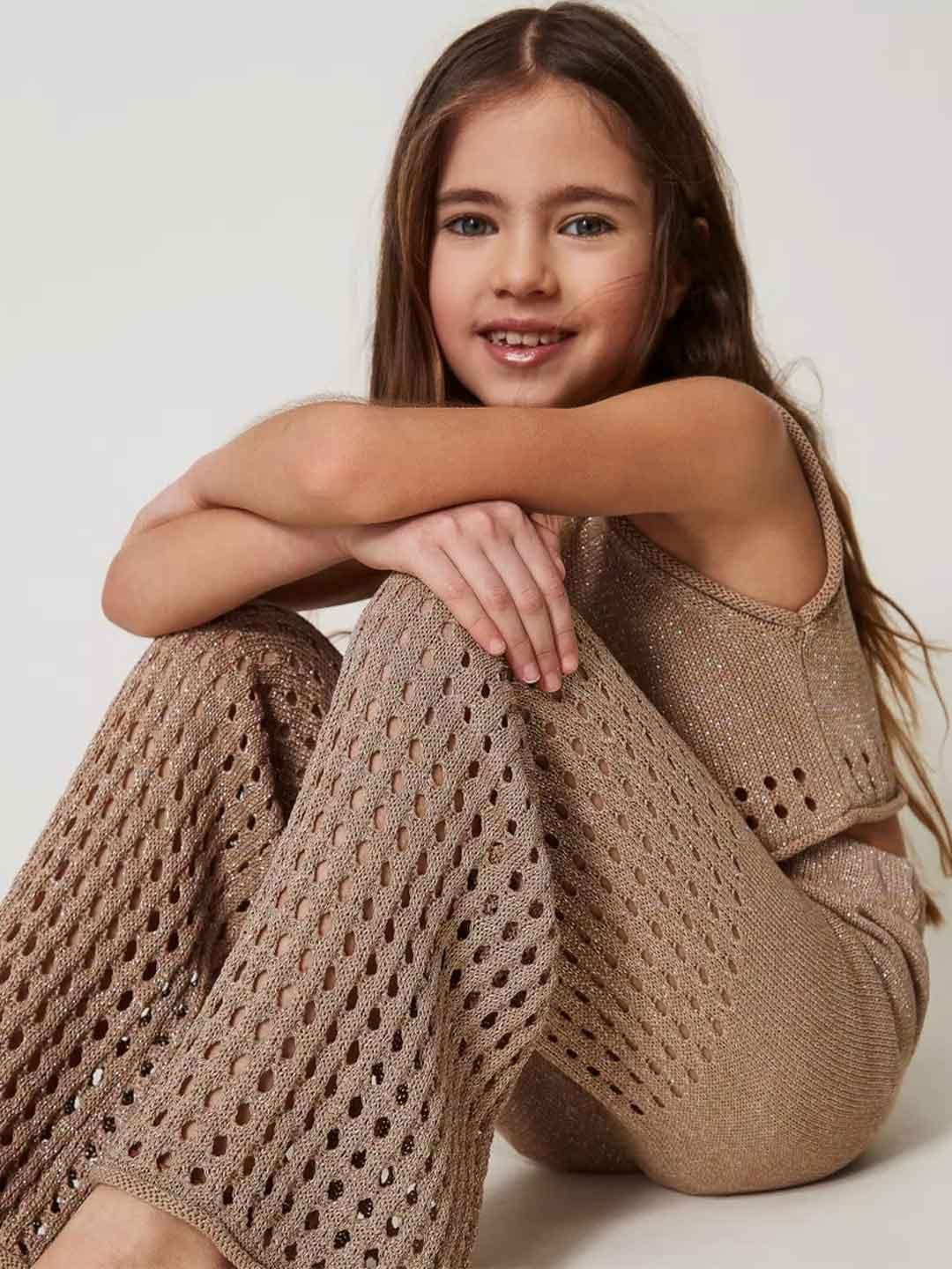 Twinset pantaloni kids beige canapa