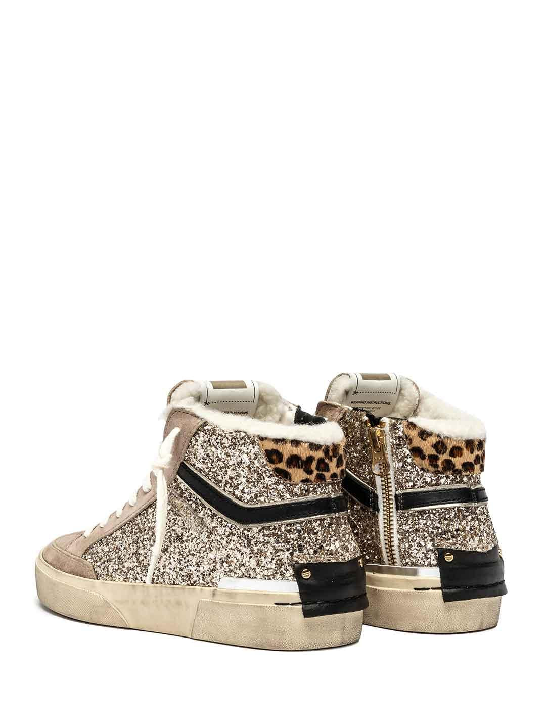Crime Recut High sneakers beige con pelliccia
