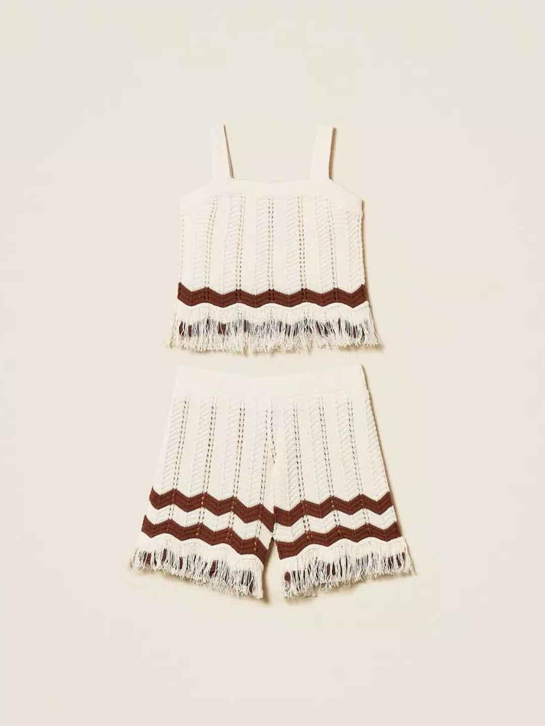 Twinset coordinato kids panna in maglia
