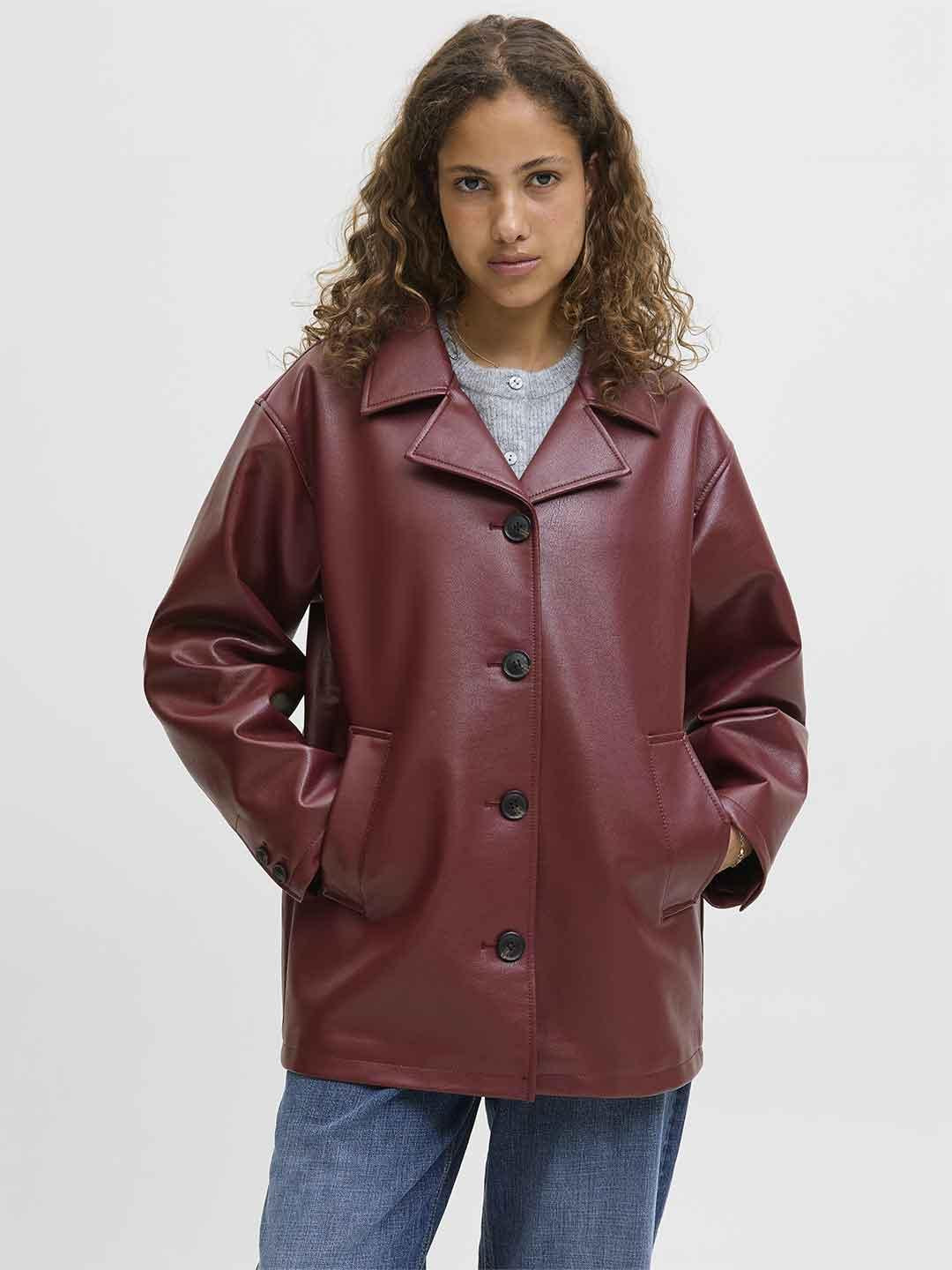JJXX giacca bordeaux in pelle