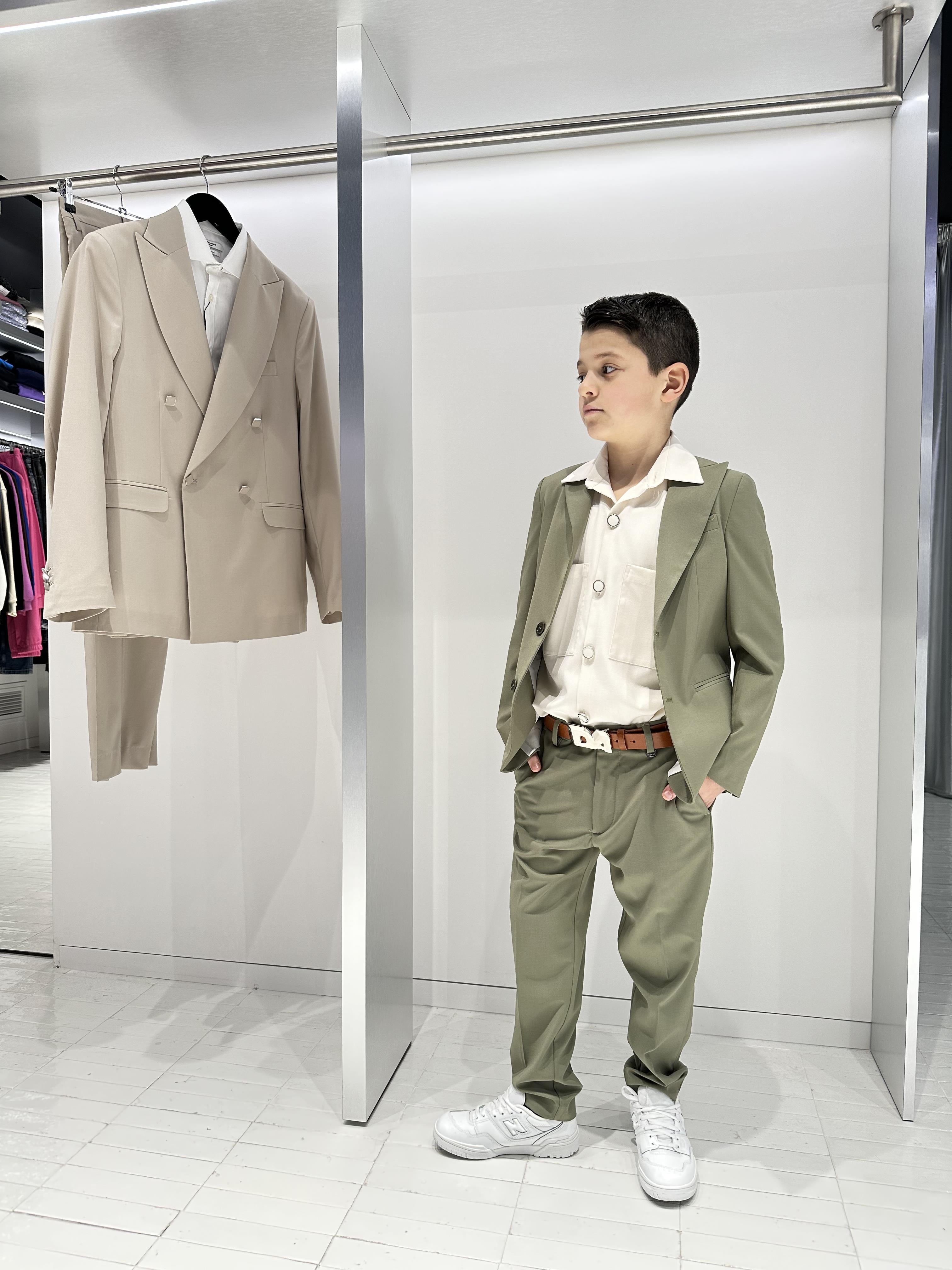 I'm Brian giacca kids verde con bottoni in contrasto