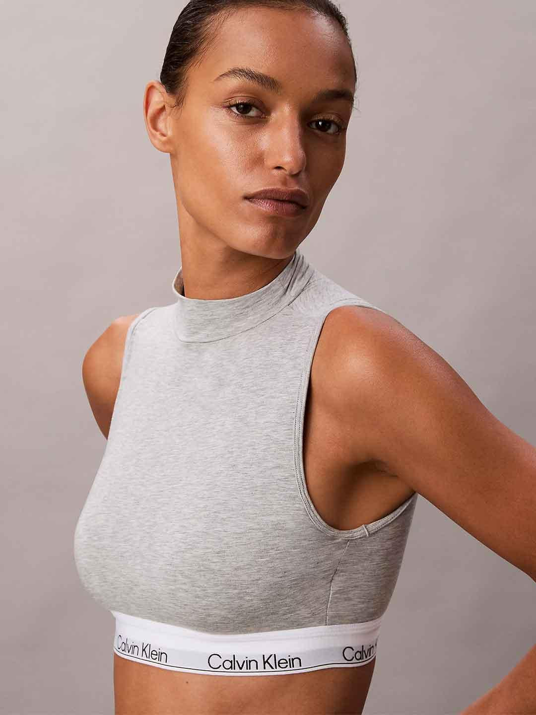 Calvin Klein top grigio a lupetto