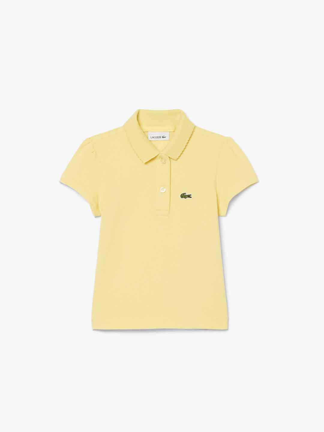 Lacoste t-shirt kids giallo con colletto ondulato