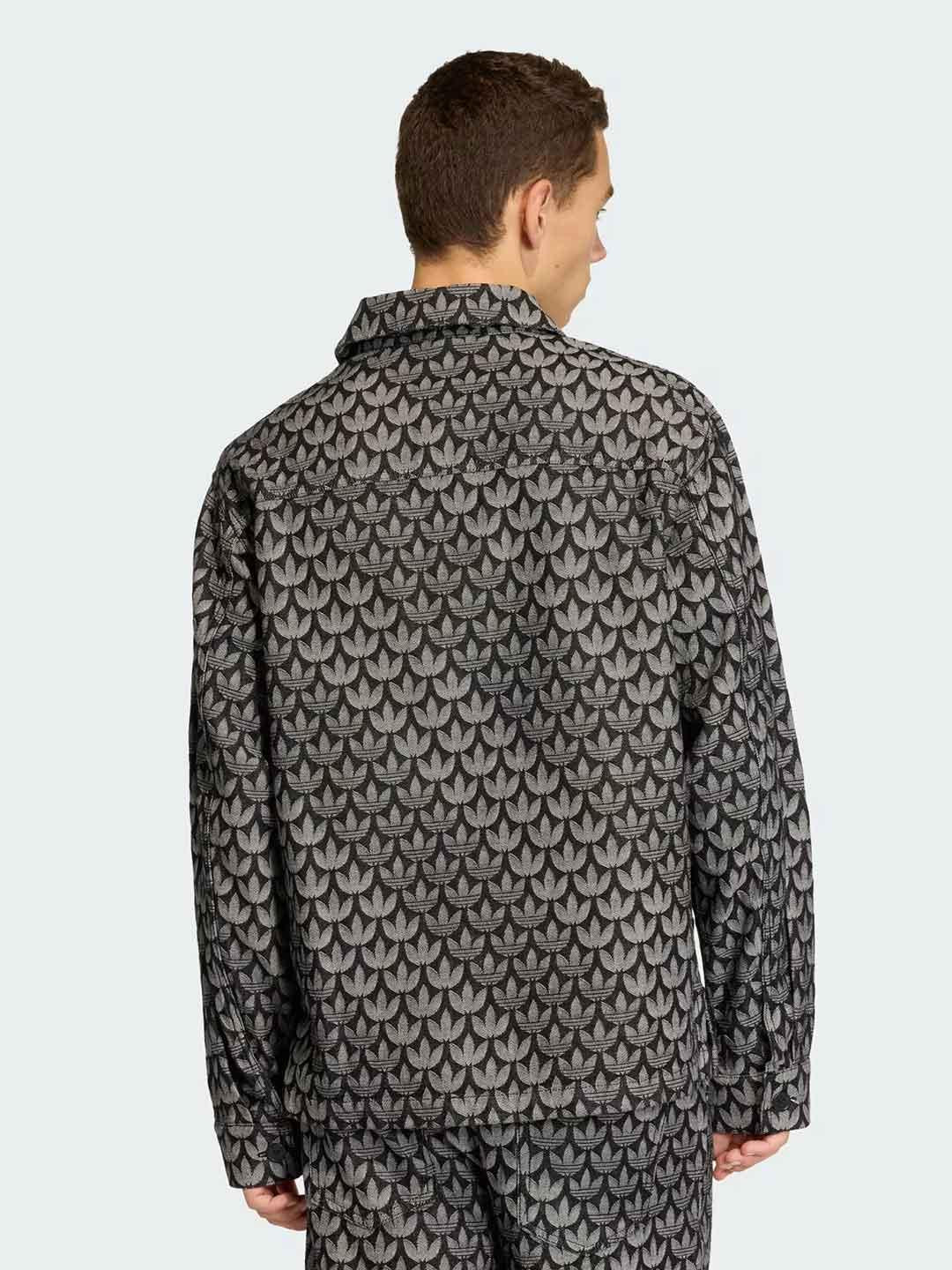 Adidas camicia nero in denim multilogo