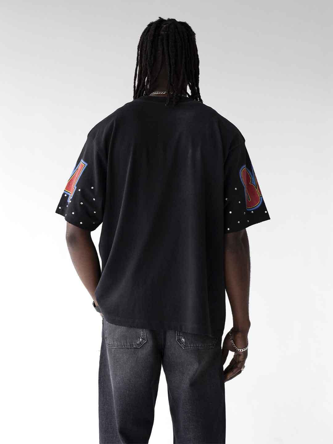 Black Island t-shirt nero con strass
