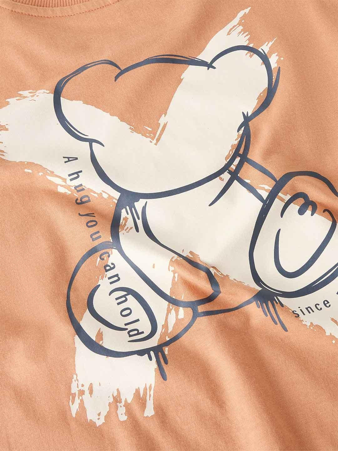 Name It t-shirt kids arancio con stampa orsetto