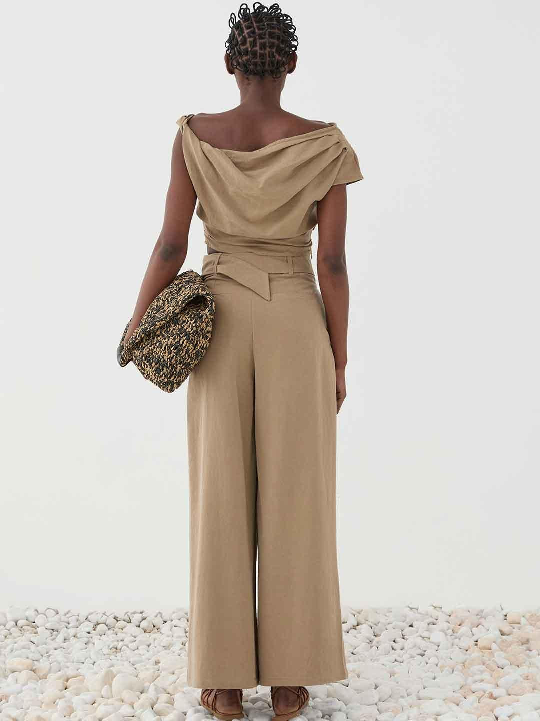 Eleh top beige con zip laterale
