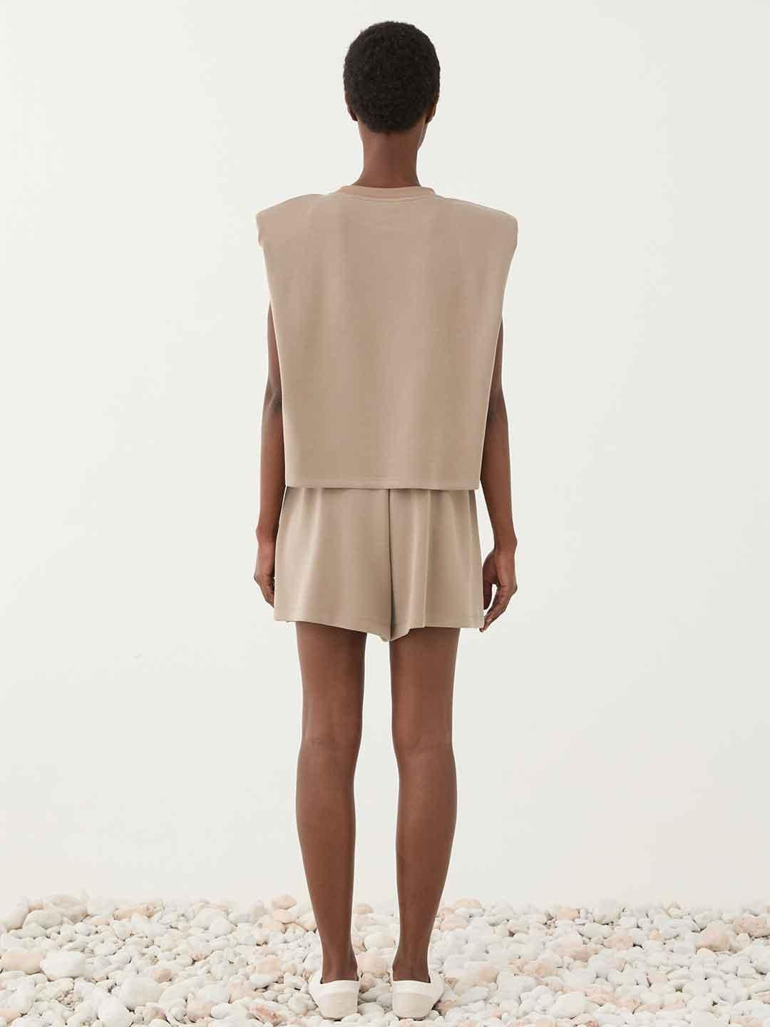 Eleh t-shirt beige con spalline