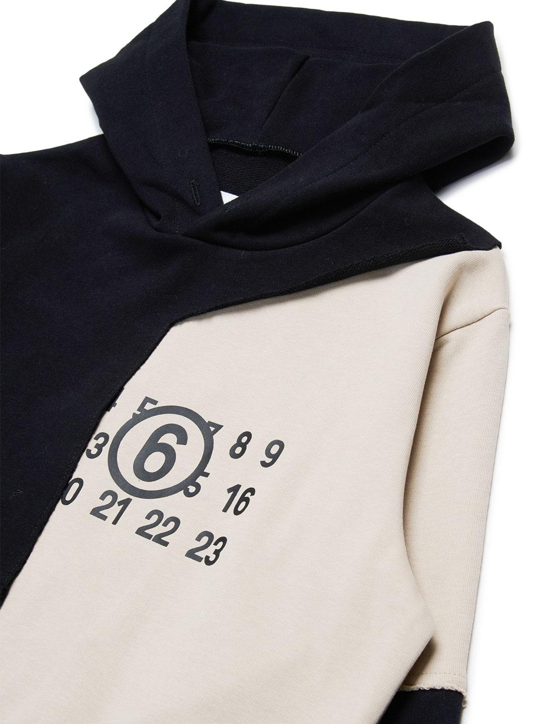 Maison Margiela felpa kids nero e beige con cappuccio