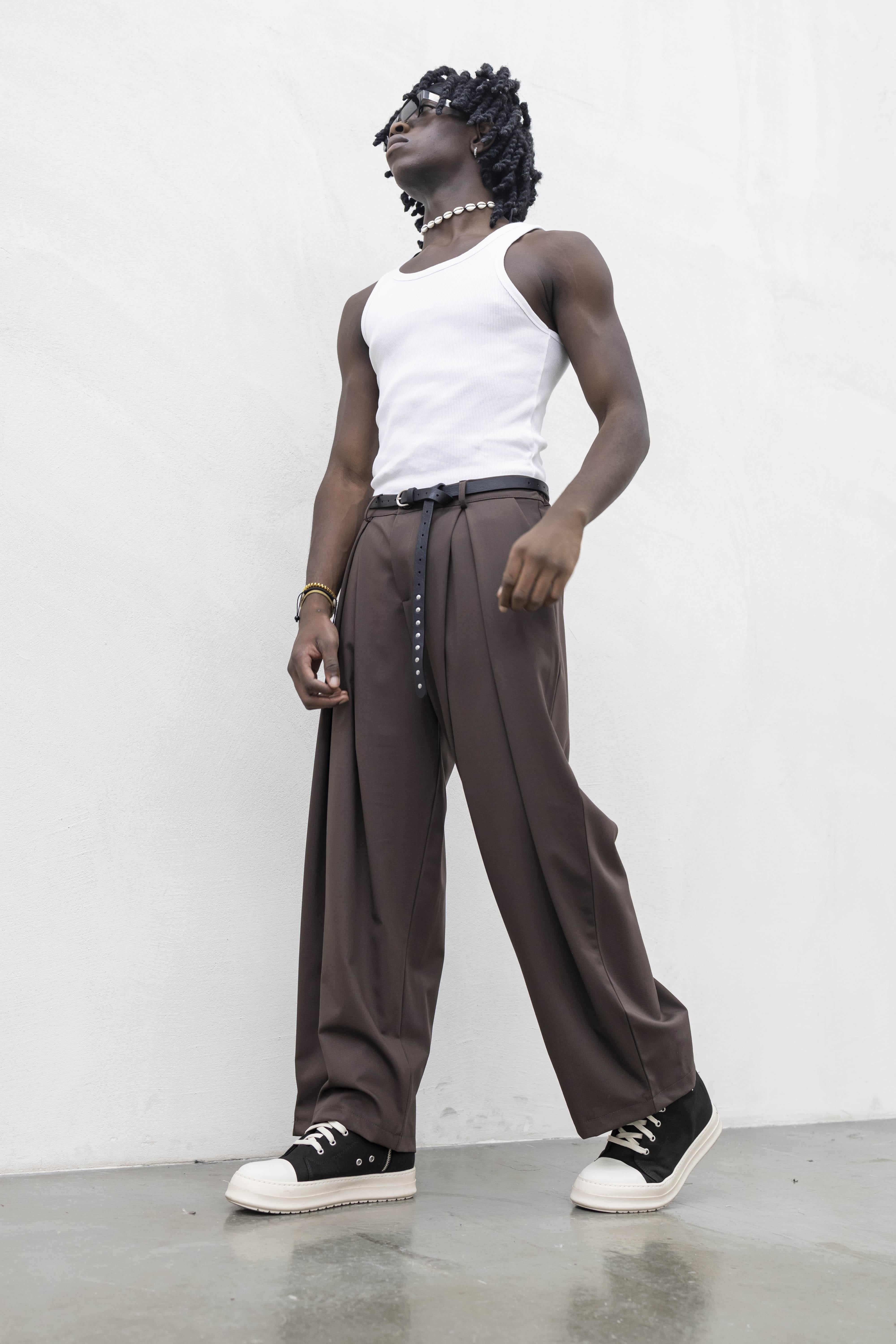 Tokyo pantaloni marrone con super pences