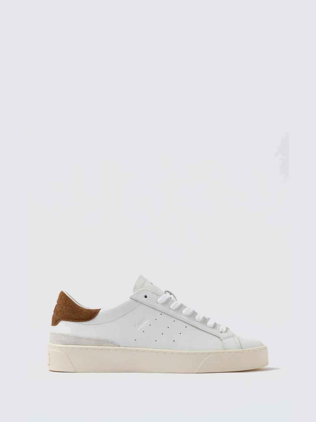 D.AT.E. Sonica Calf sneakers bianco con tab cuoio