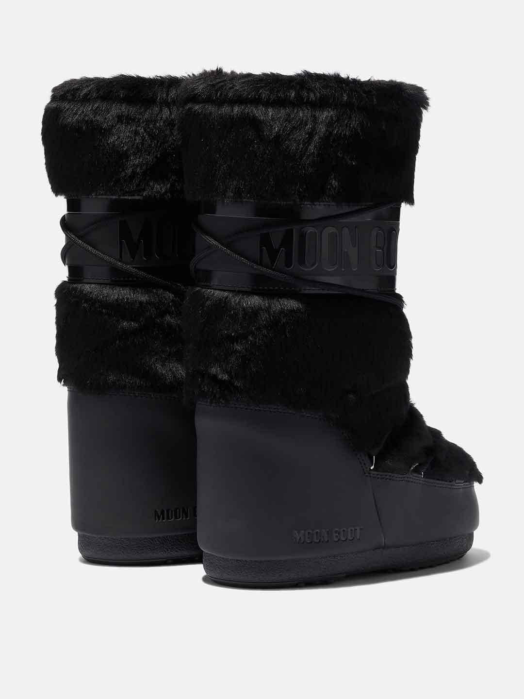 Moon Boot Icon stivale nero con pelliccia