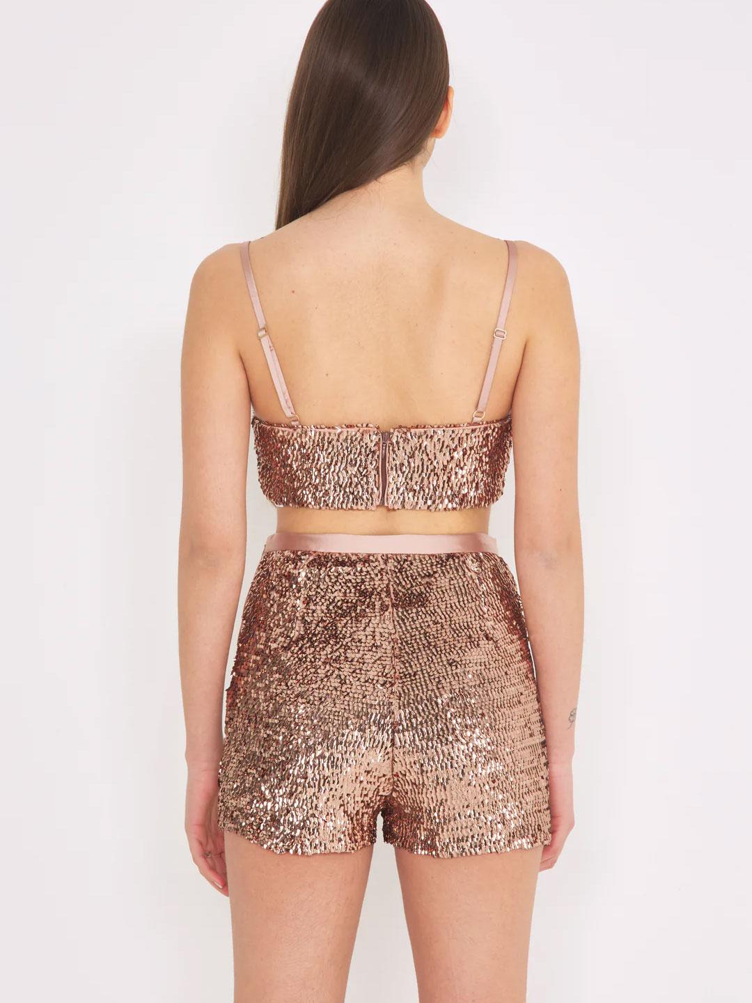 Silence shorts bronzo con pailettes