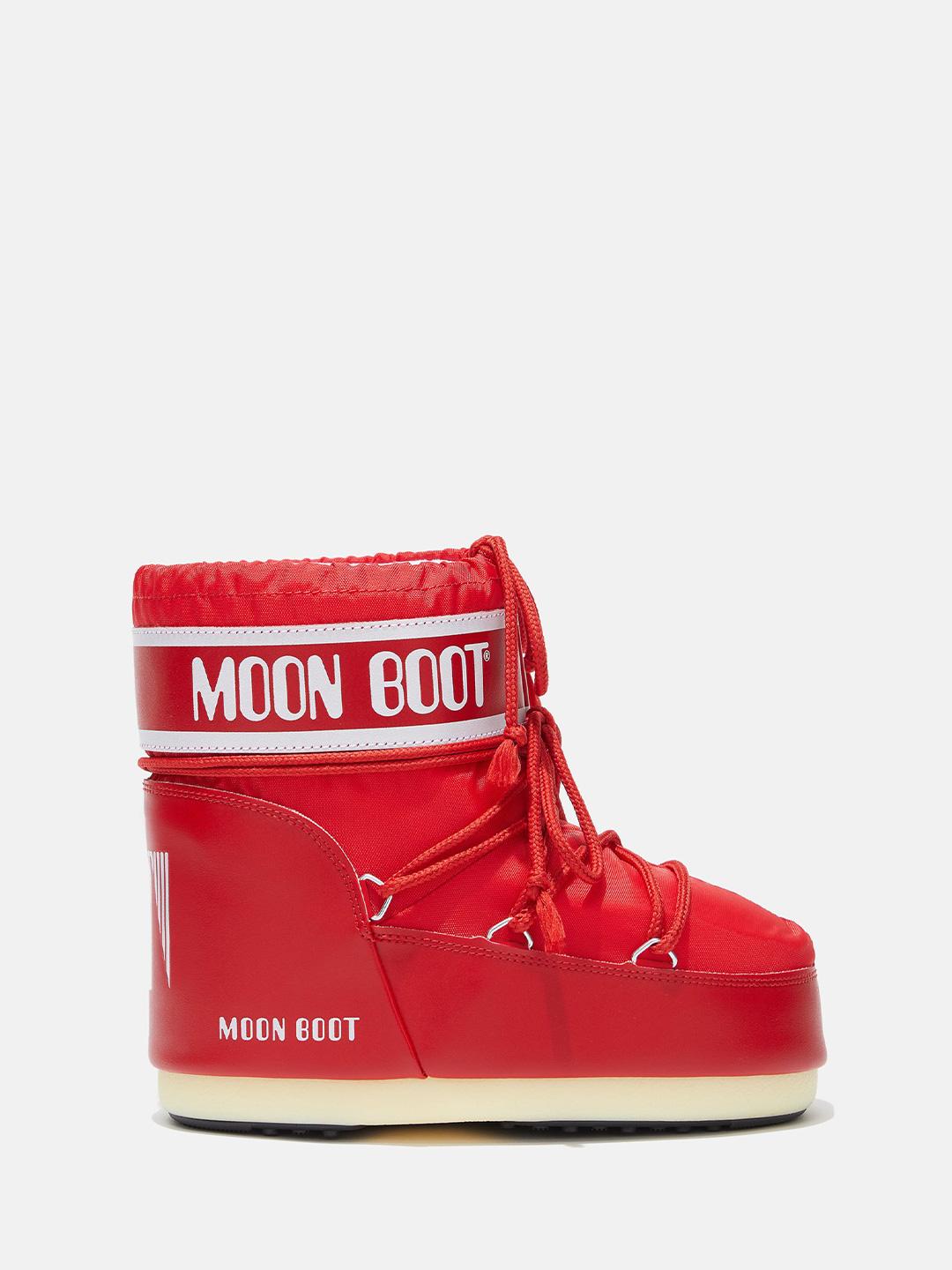 Moon Boot Icon Low stivali kids rosso basso in Nylon