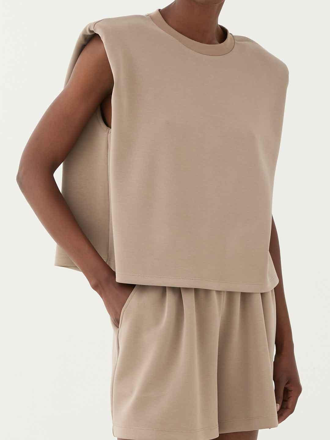 Eleh t-shirt beige con spalline