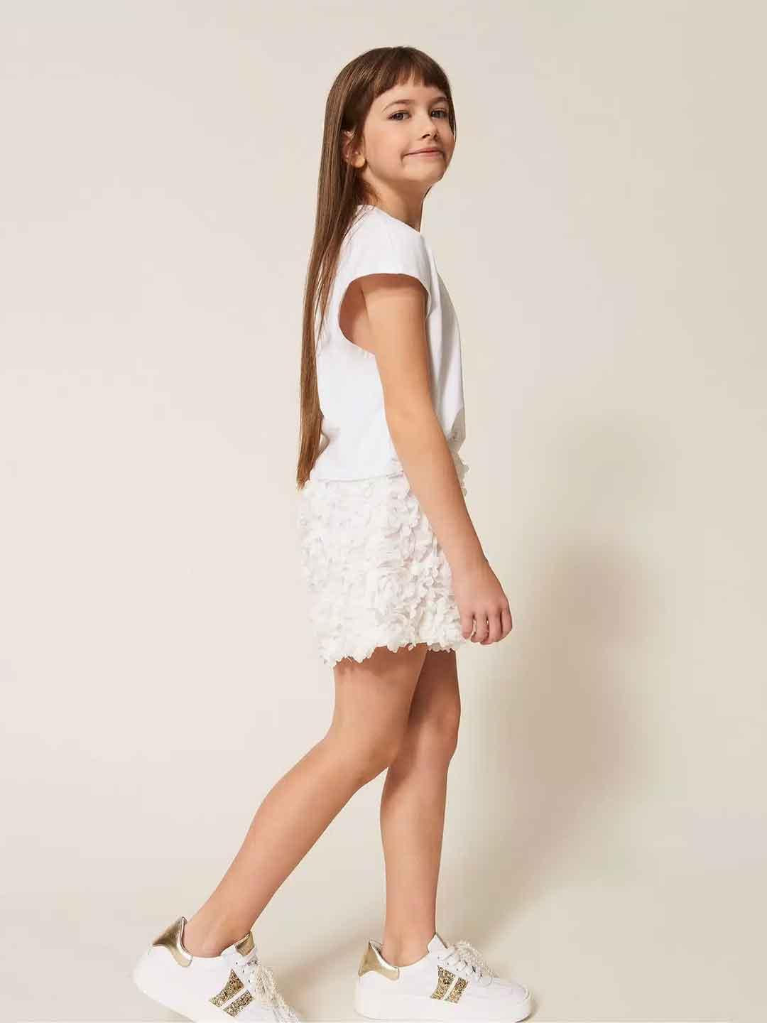 Twinset t-shirt kids bianco taschino con rose
