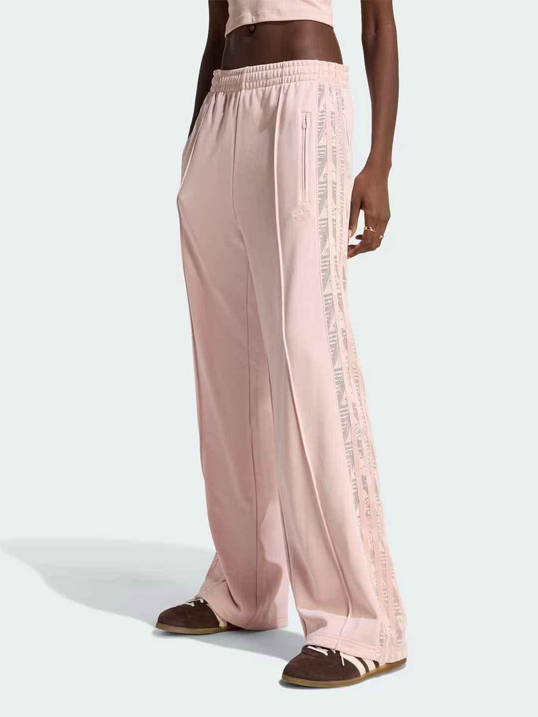 Adidas Firebird pantalone rosa con banda traforata