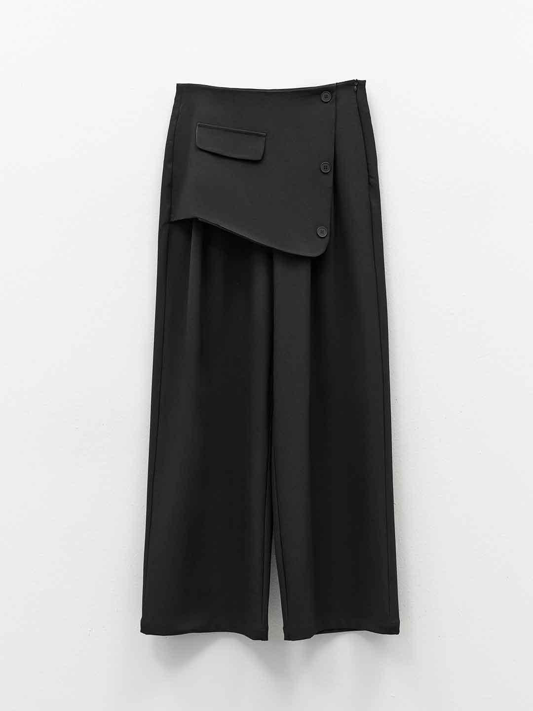 Eleh pantalone nero con tessuto sovrapposto