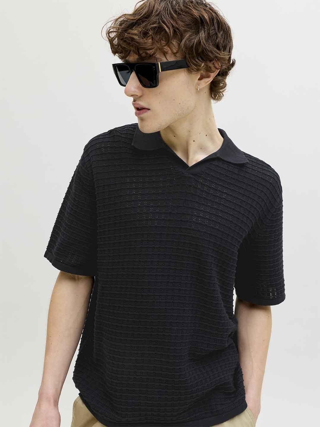 Jack & Jones polo nero in maglia