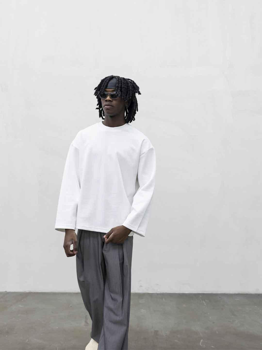Present Day Long Perfect t-shirt bianco maniche lunghe