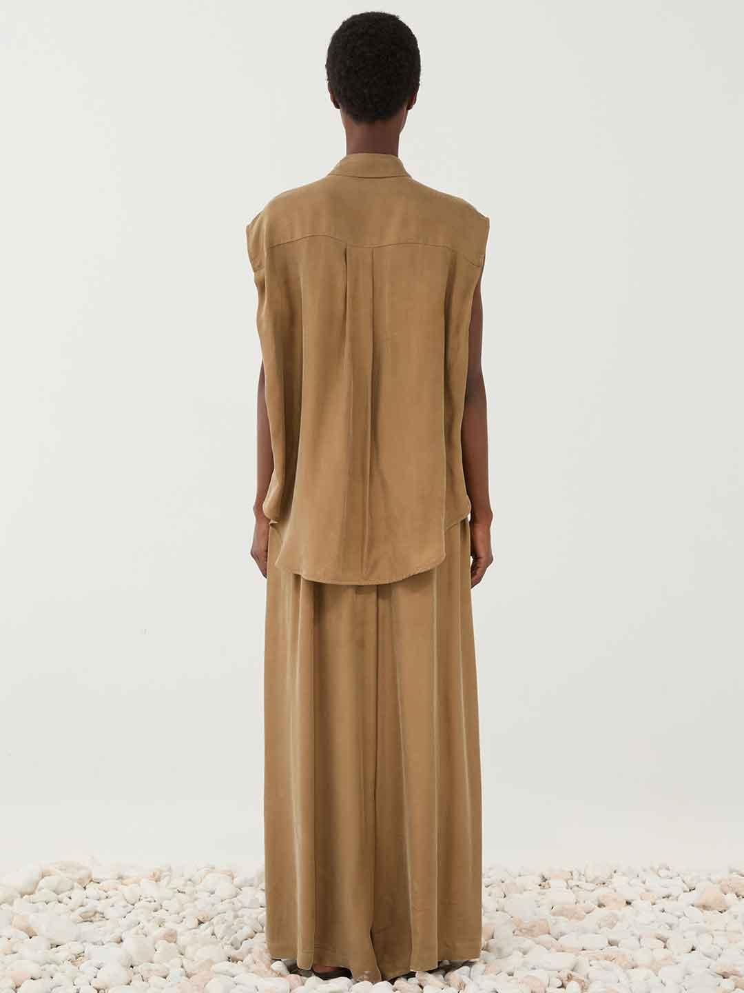 Eleh pantaloni beige fondo ampio