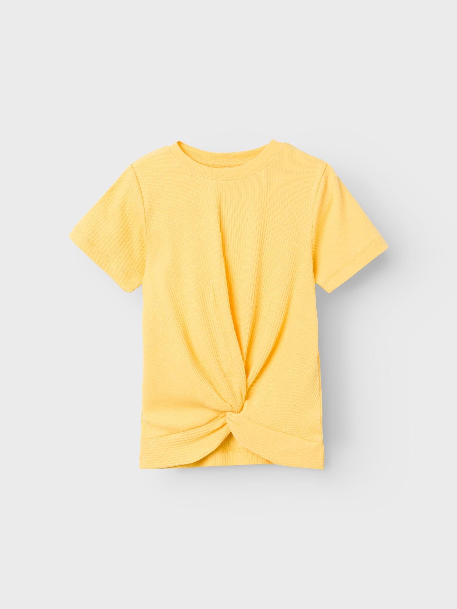 Name It t-shirt kids giallo a coste con nodino