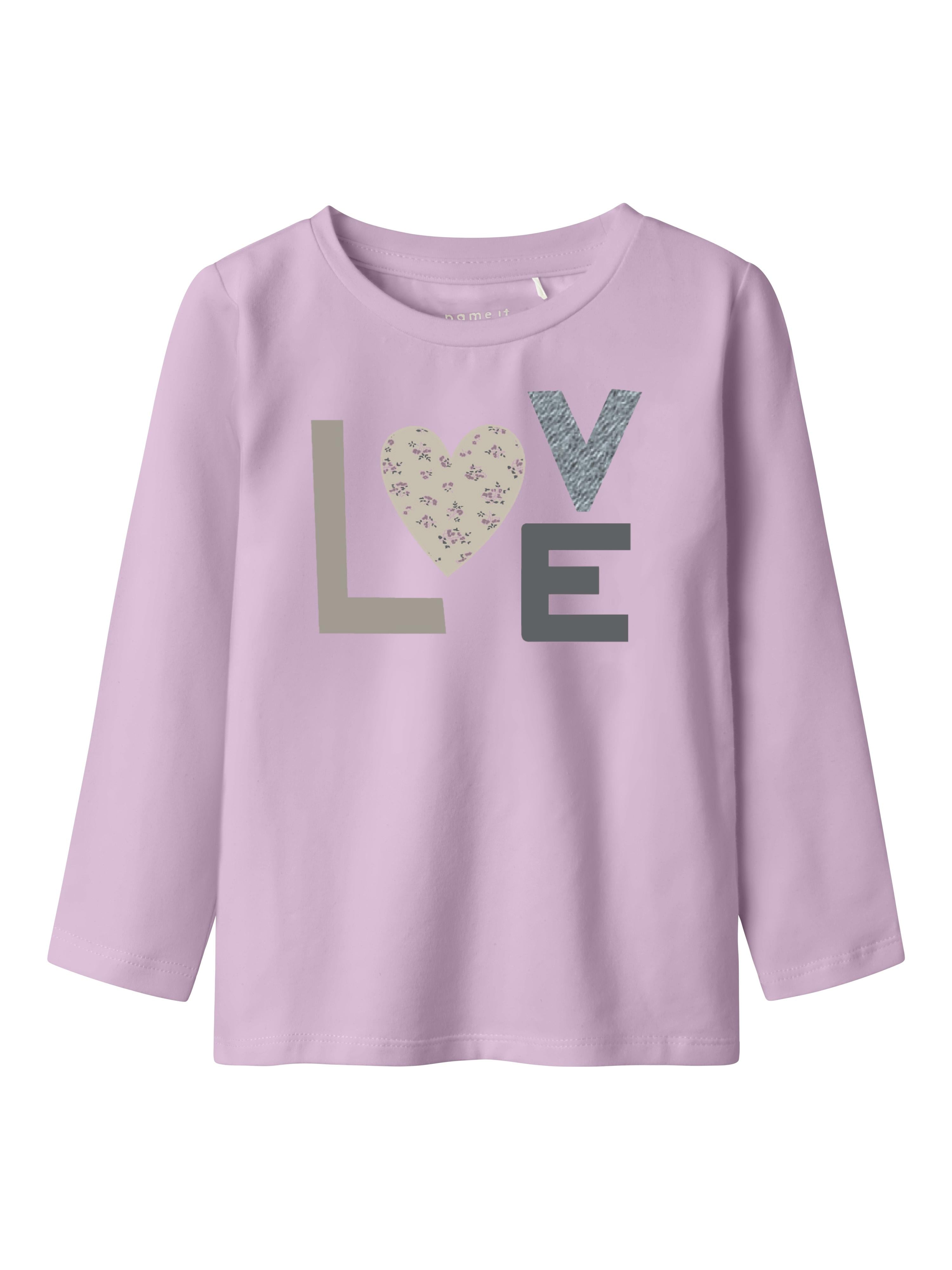 Name It maglia kids rosa maniche lunghe con stampa Love