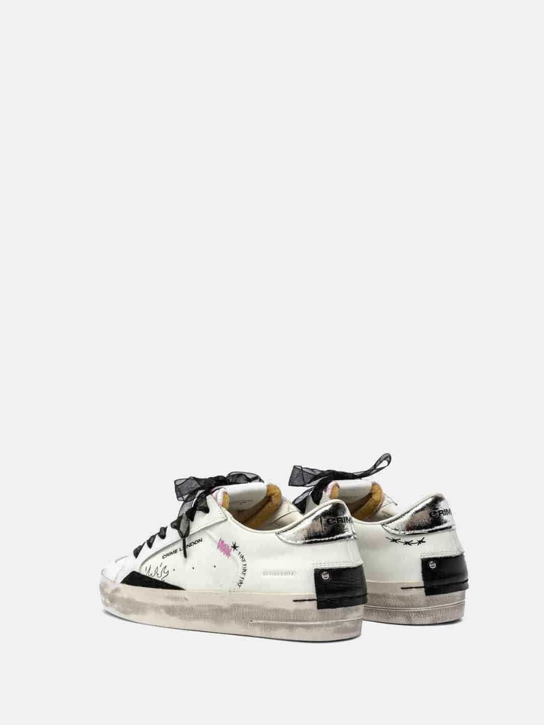 Crime Sk8 Deluxe sneakers bianco con tab argento