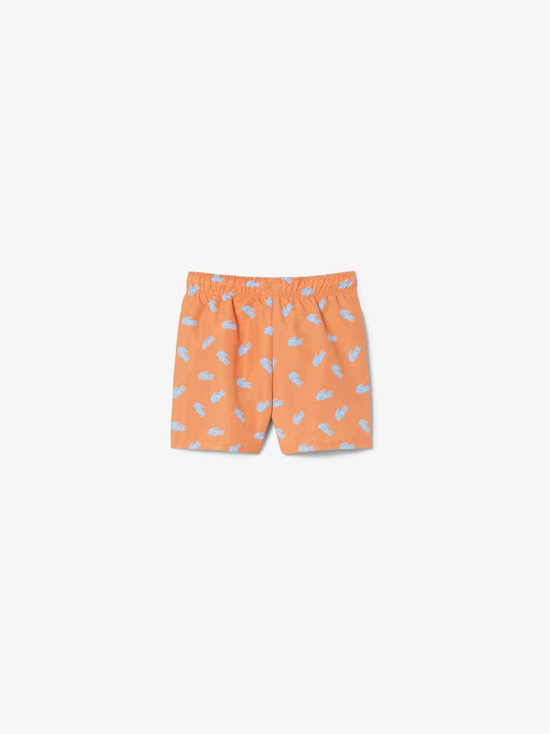 Lacoste costume kids arancio con logo celeste