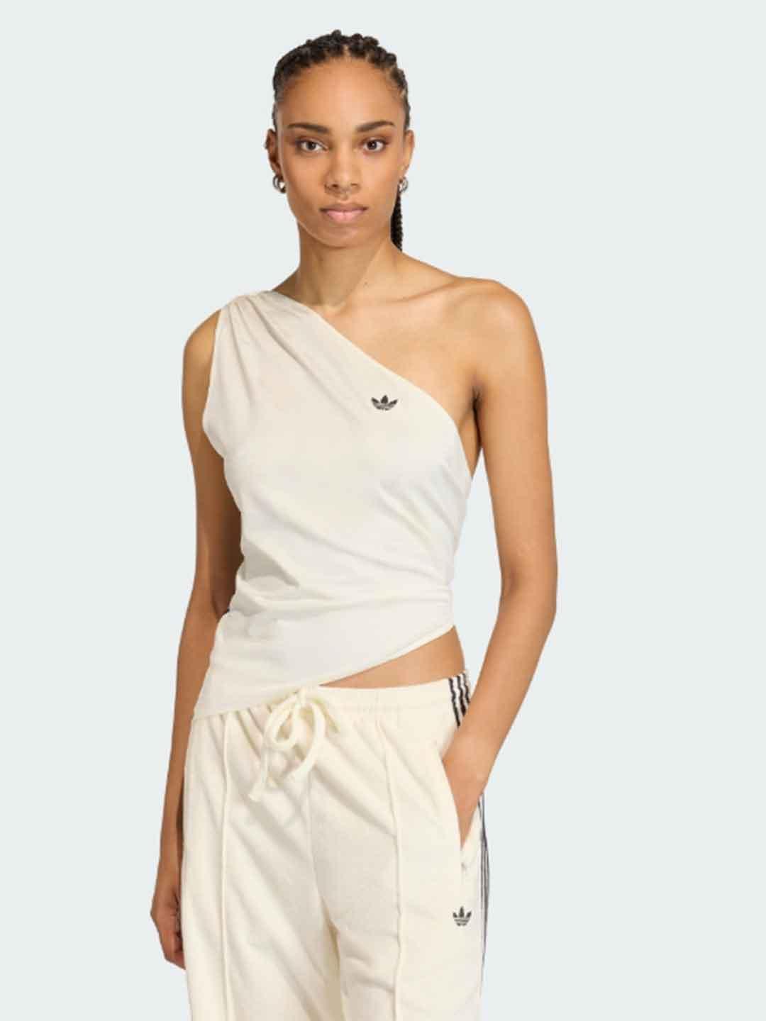 Adidas top bianco monospalla