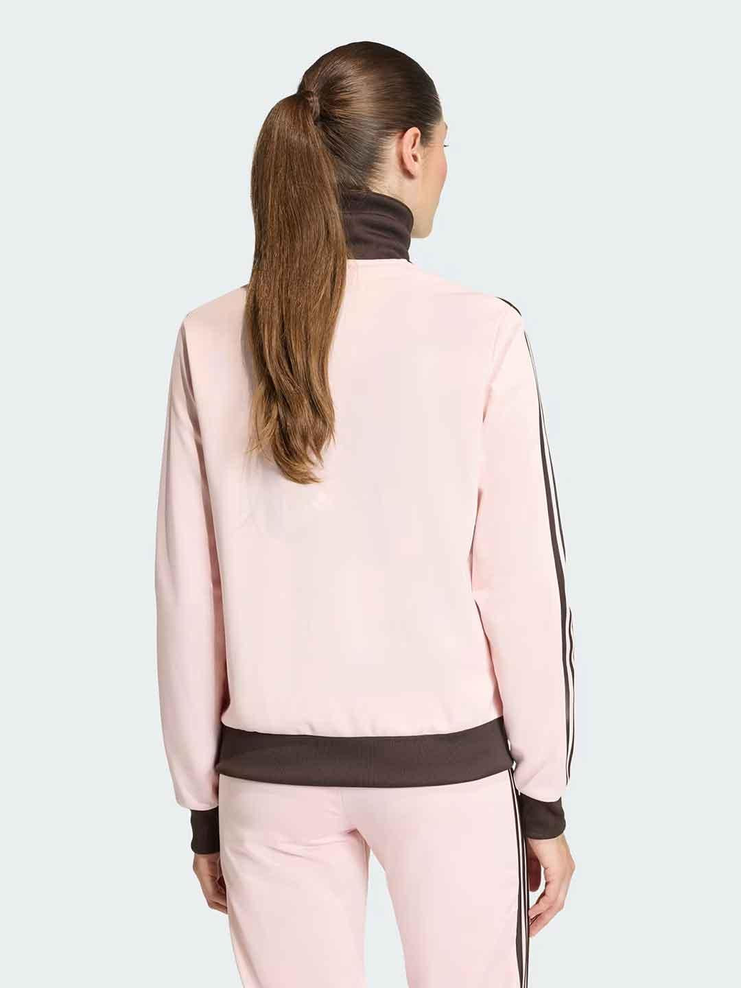 Adidas felpa rosa con bande marrone
