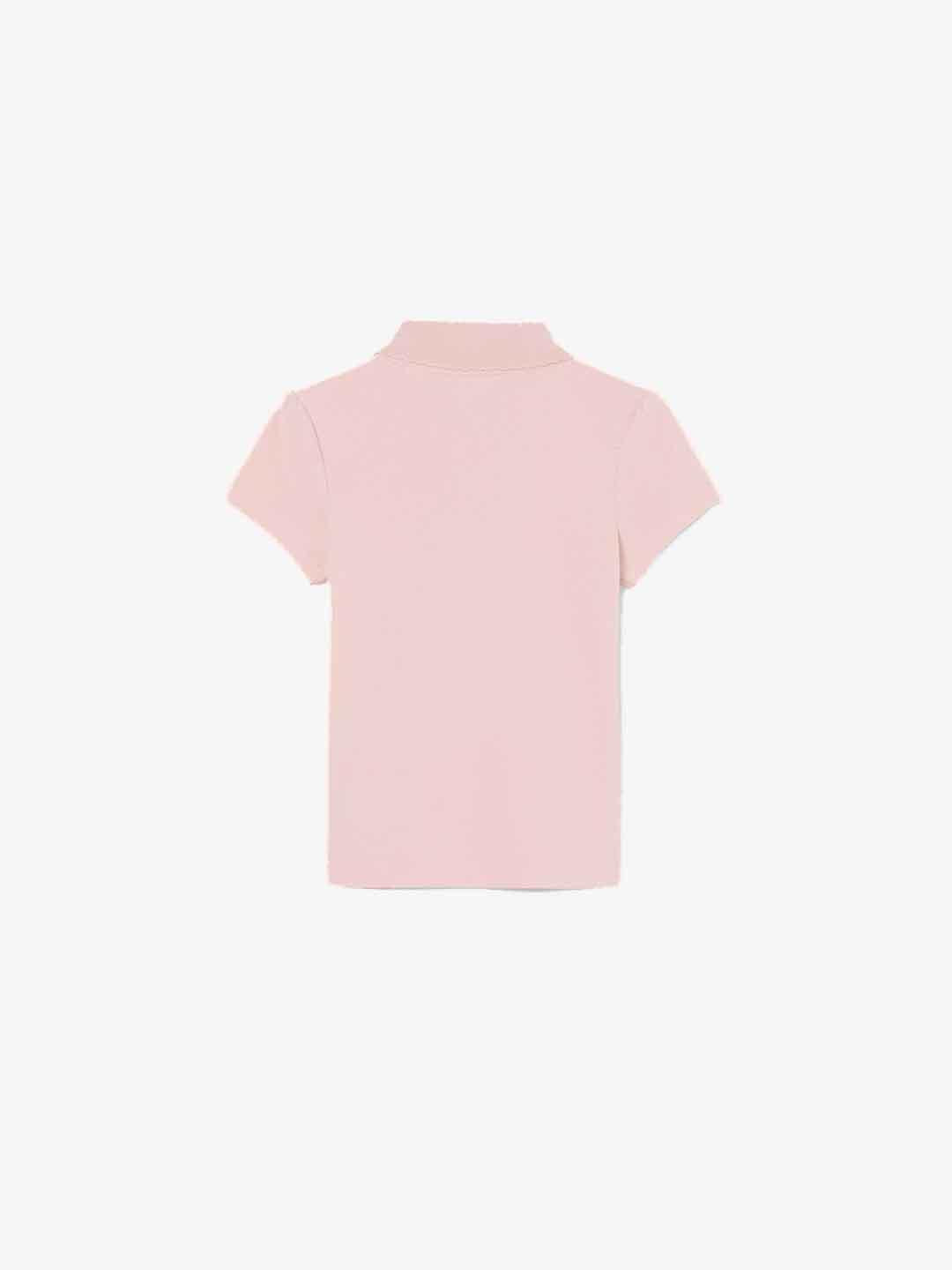 Lacoste t-shirt kids rosa con colletto ondulato