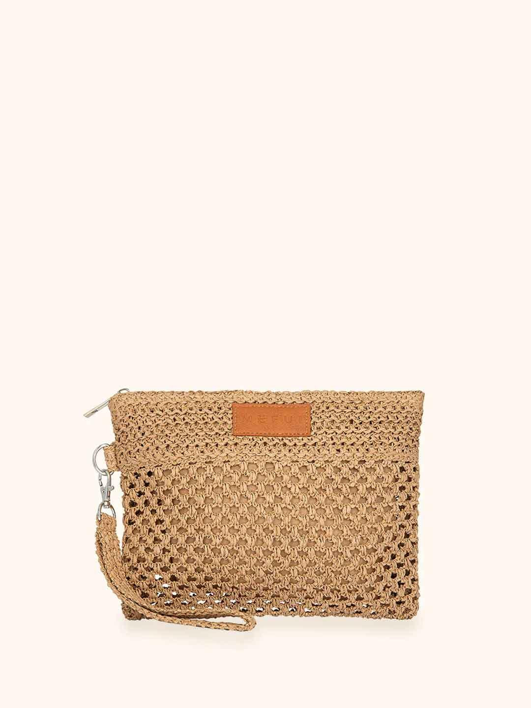 Me Fui pochette beige in rafia