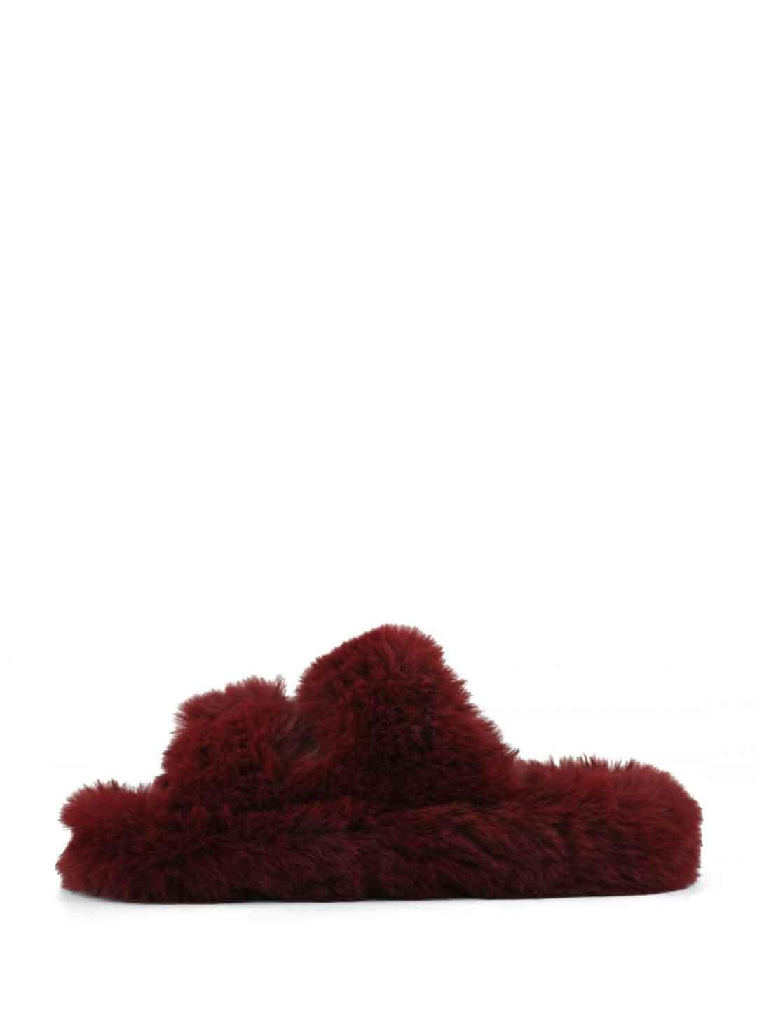 Colors Of California sandali bordeaux con pelliccia