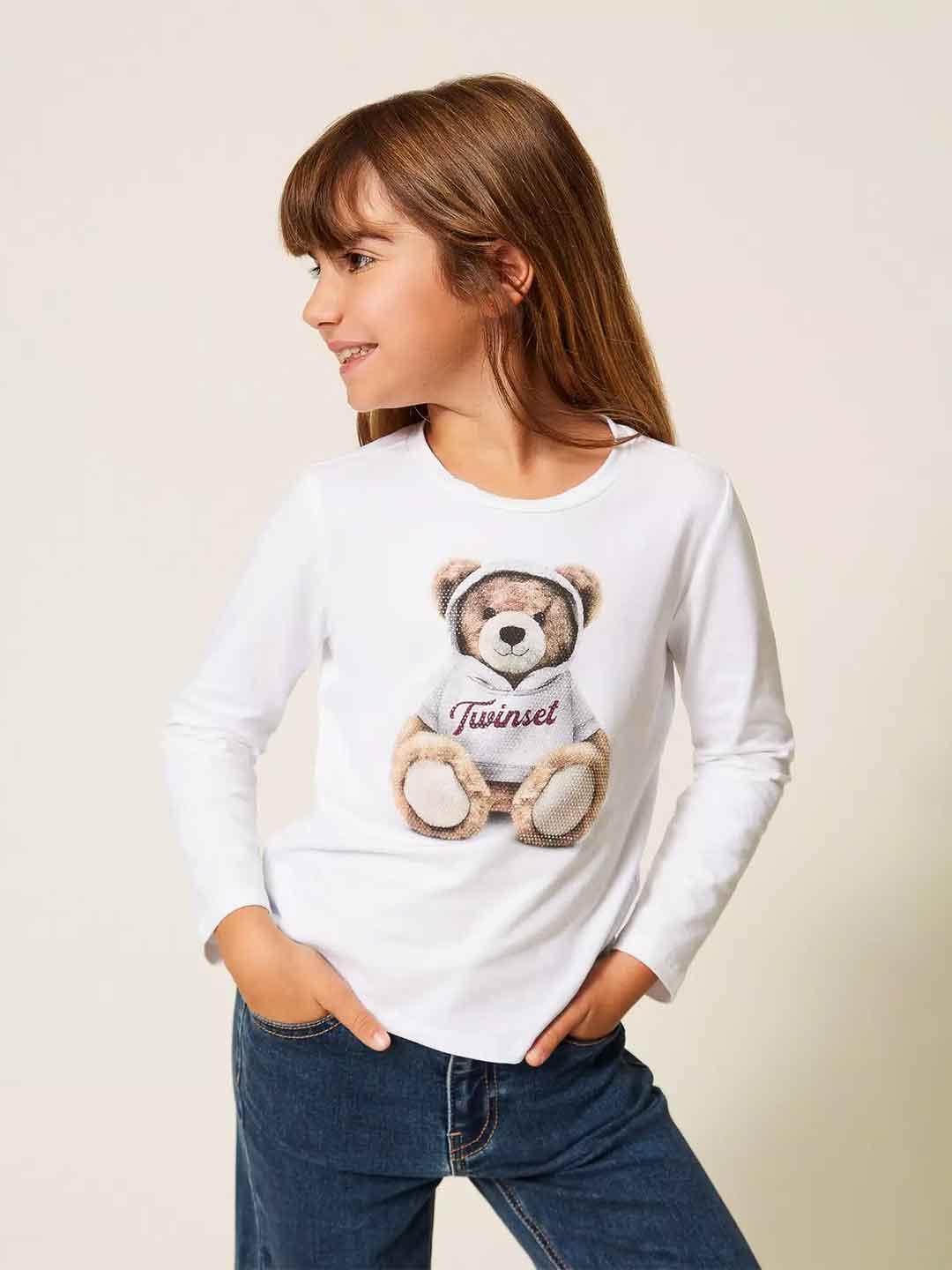 Twinset t-shirt kids bianco con stampa orsetto