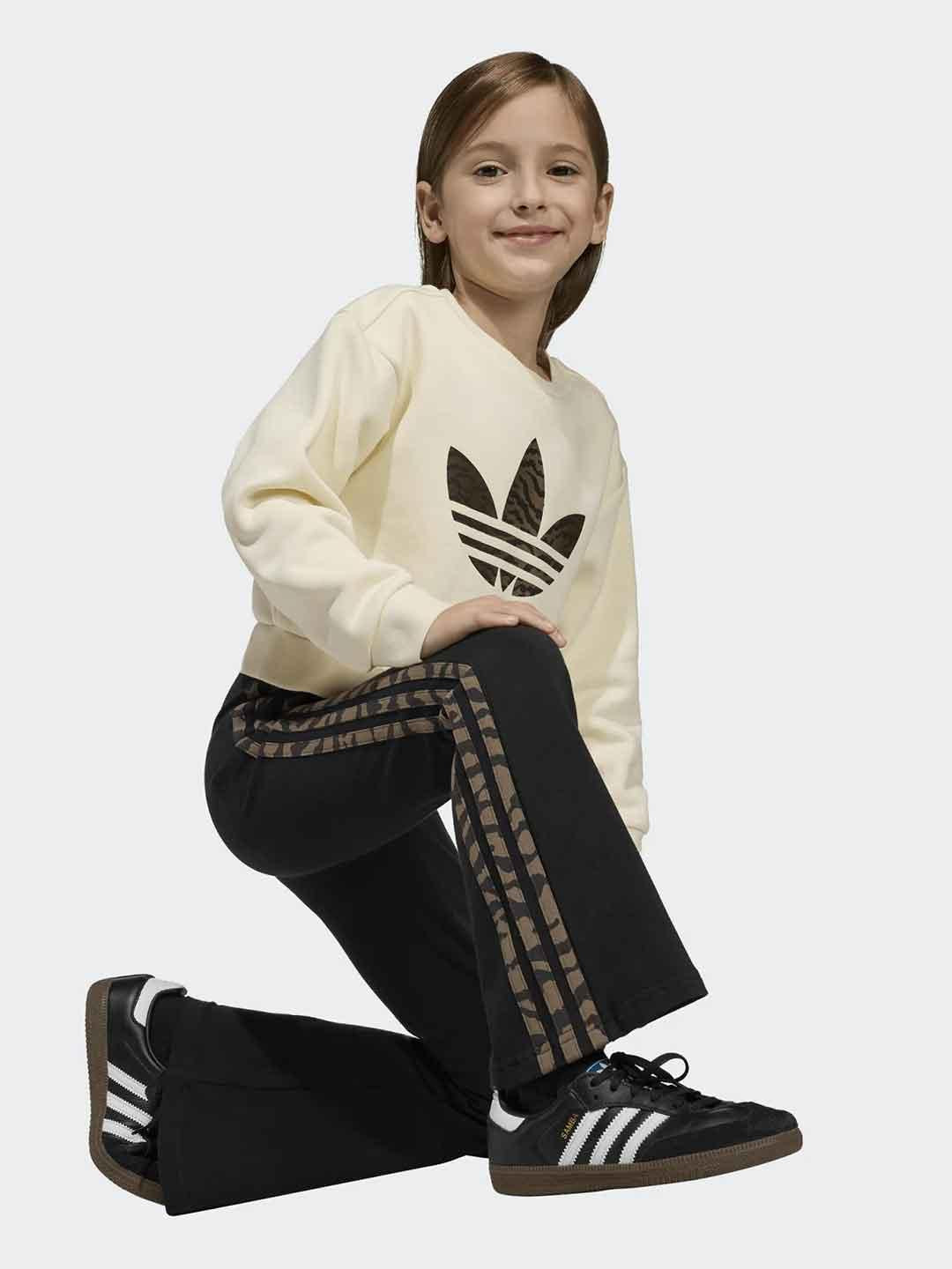 Adidas coordinato kids panna con logo zebrato