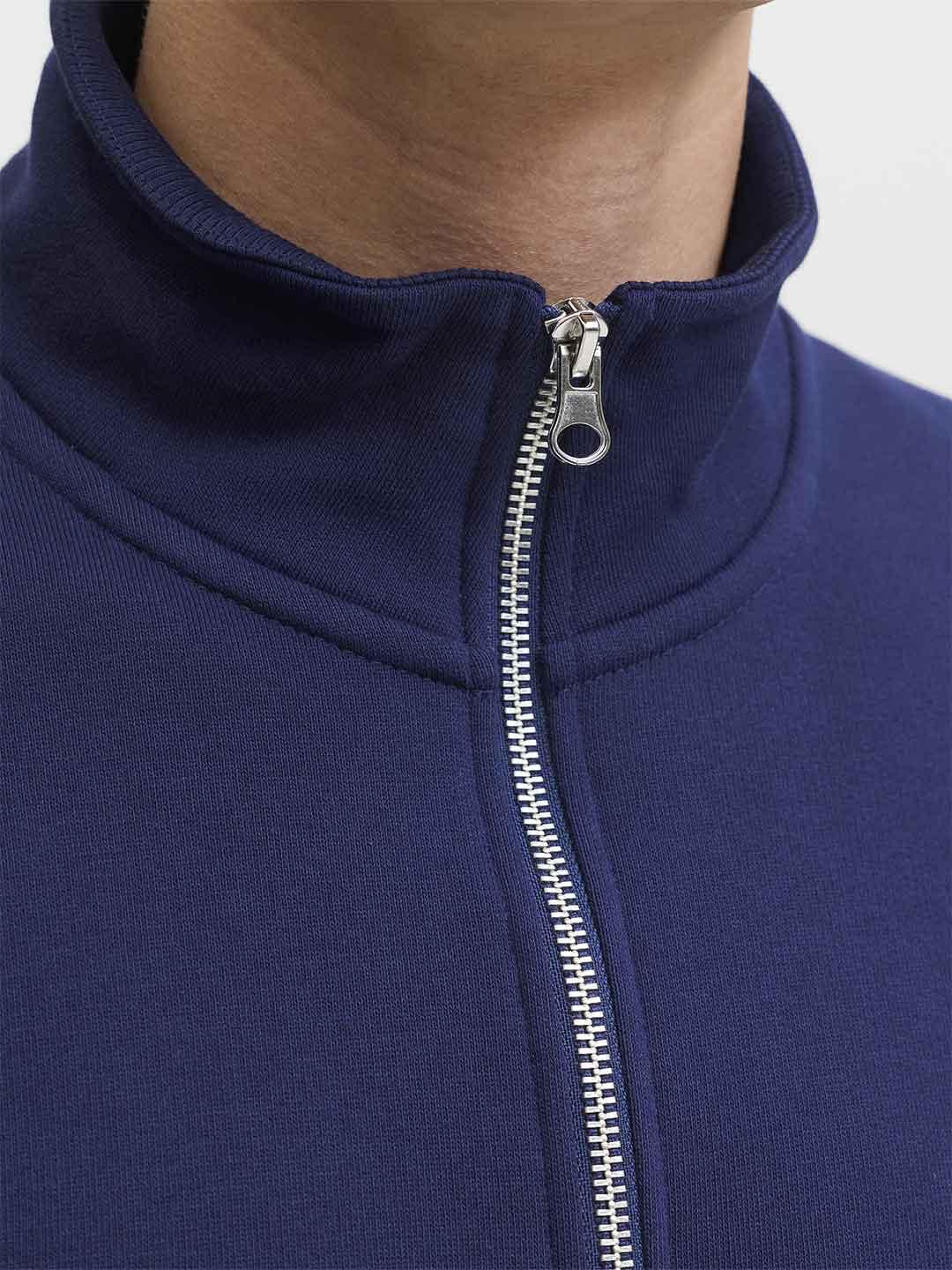 Jack & Jones felpa blu con metà zip