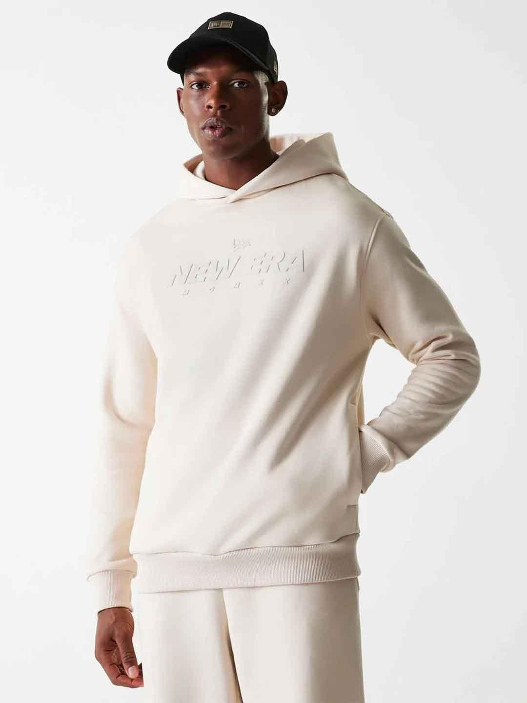 New Era felpa panna over con cappuccio