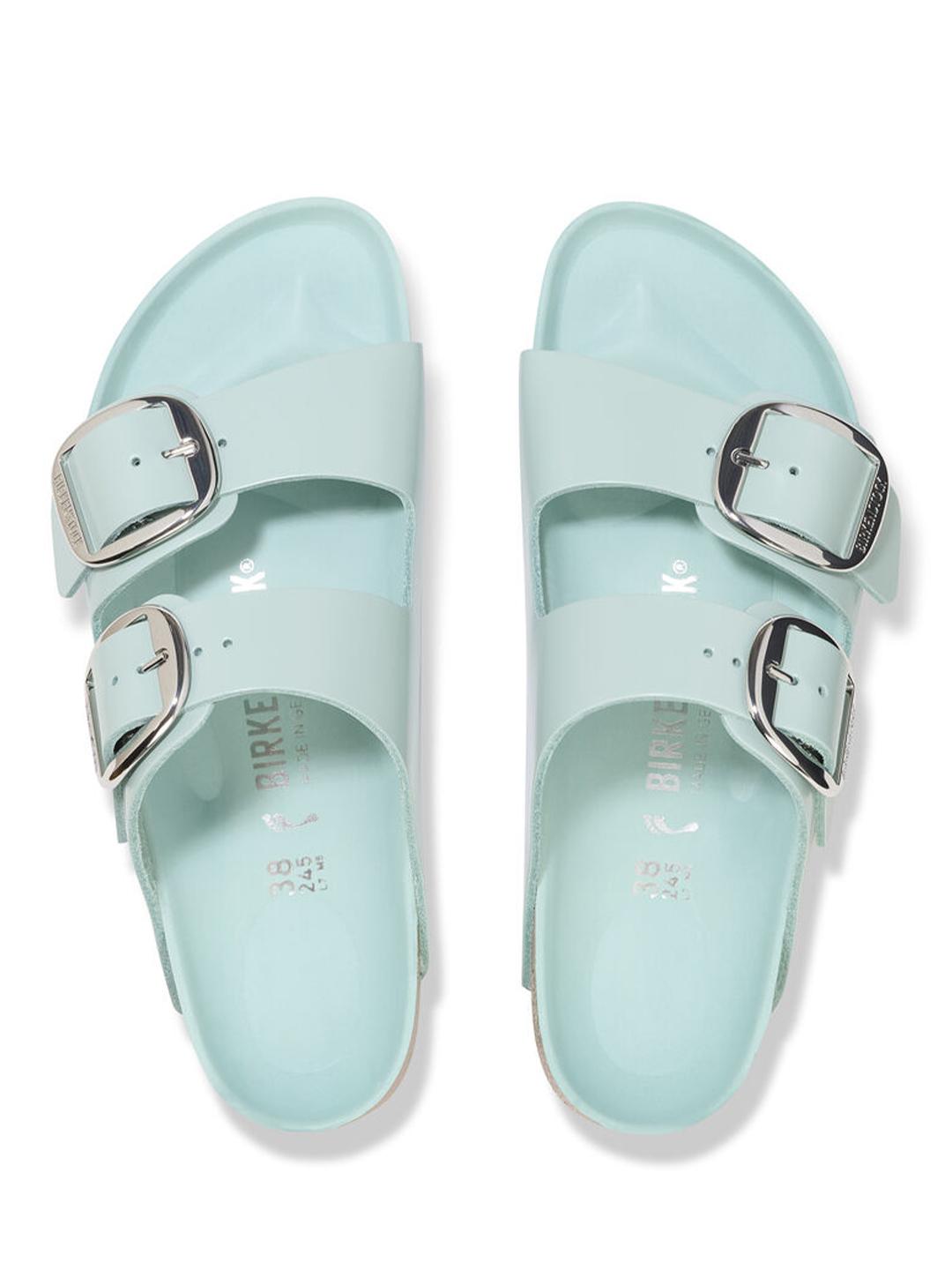 Birkenstock Arizona Big Buckle standali verde con fibbia in argento