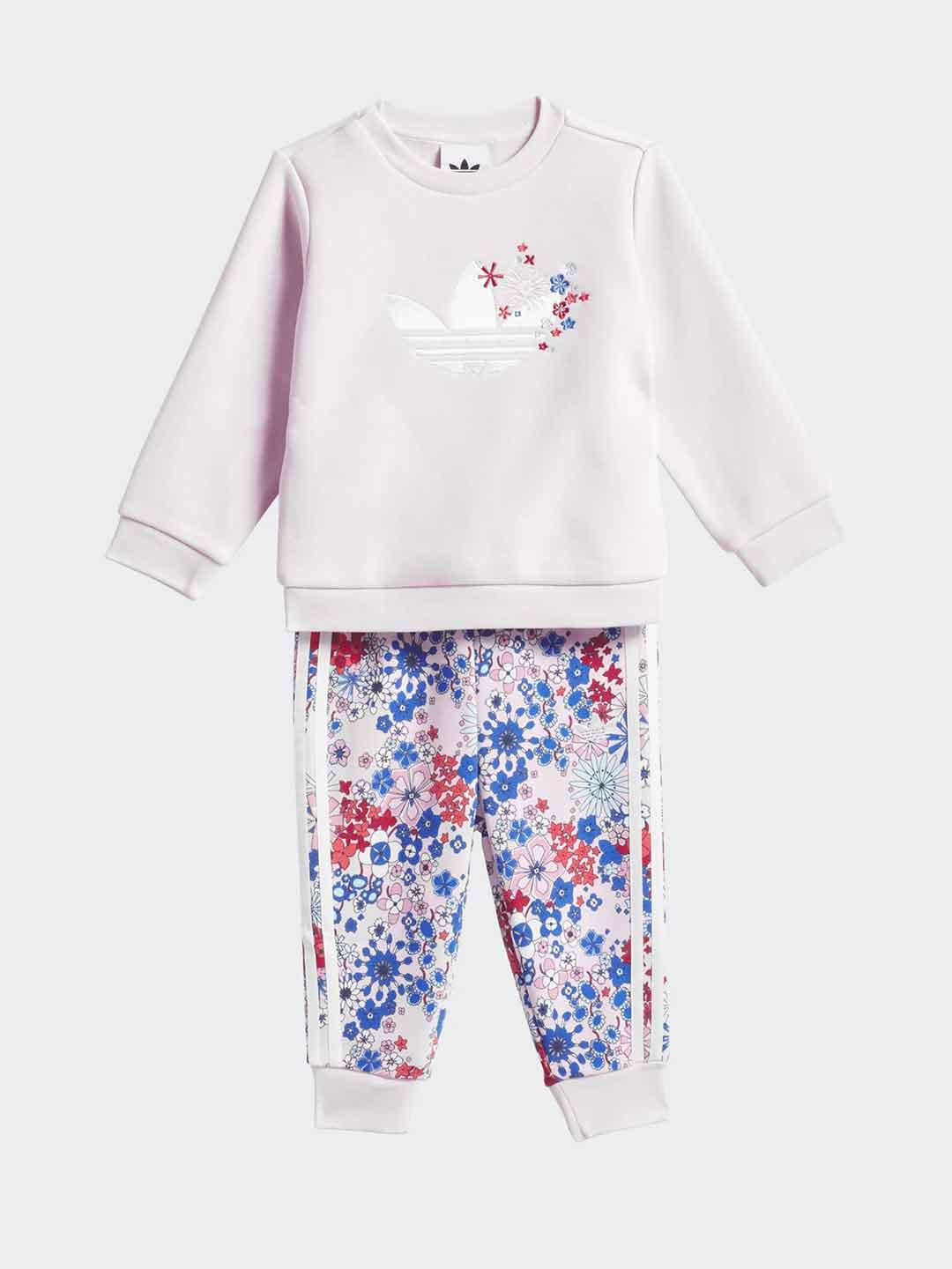 Adidas coordinato kids rosa con fiori