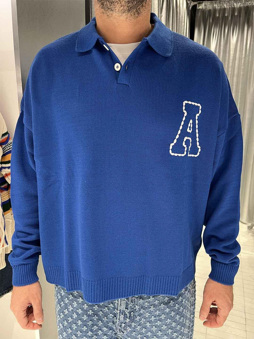 All or Nothing polo blu con ricamo