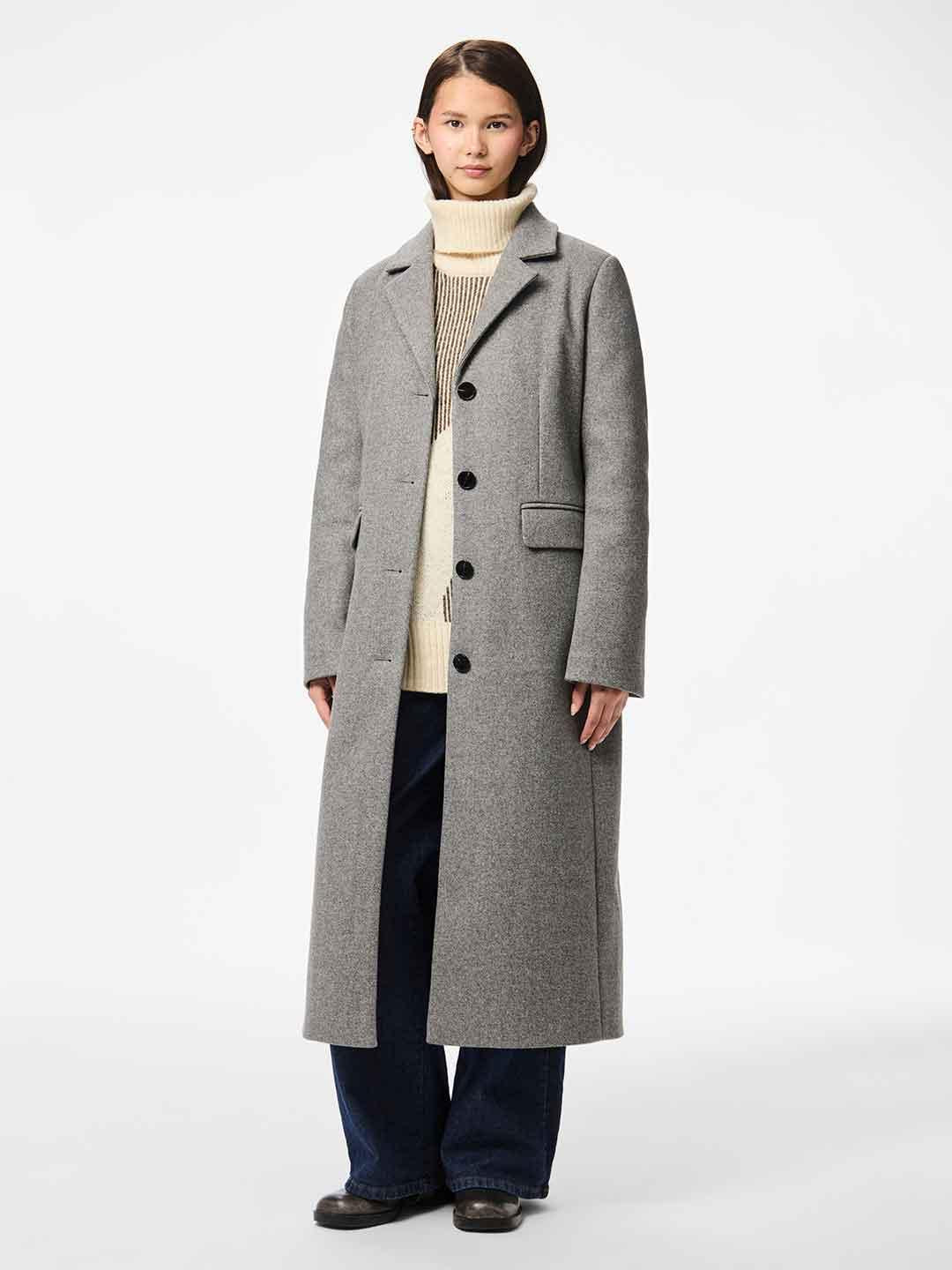 Pieces cappotto grigio lungo
