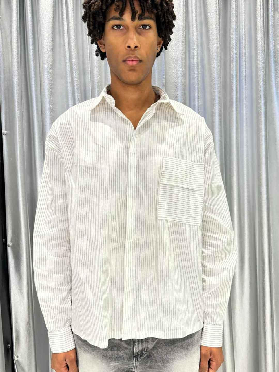 All or Nothing Crop camicia bianco a righe