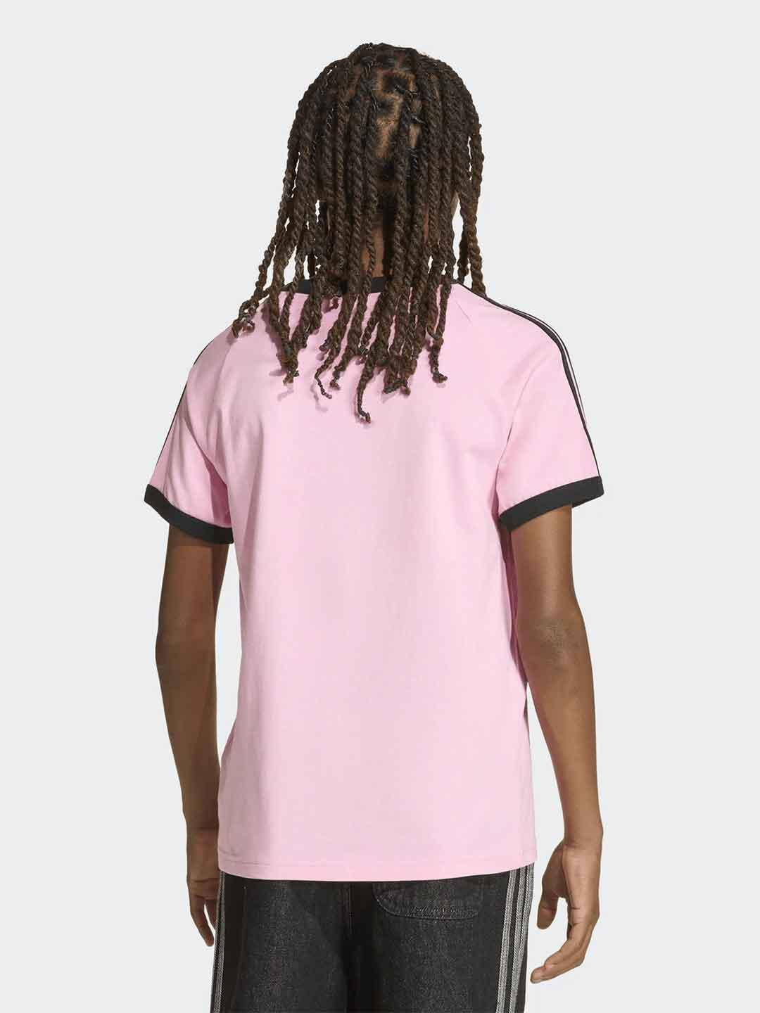 Adidas t-shirt kids rosa con bande nere