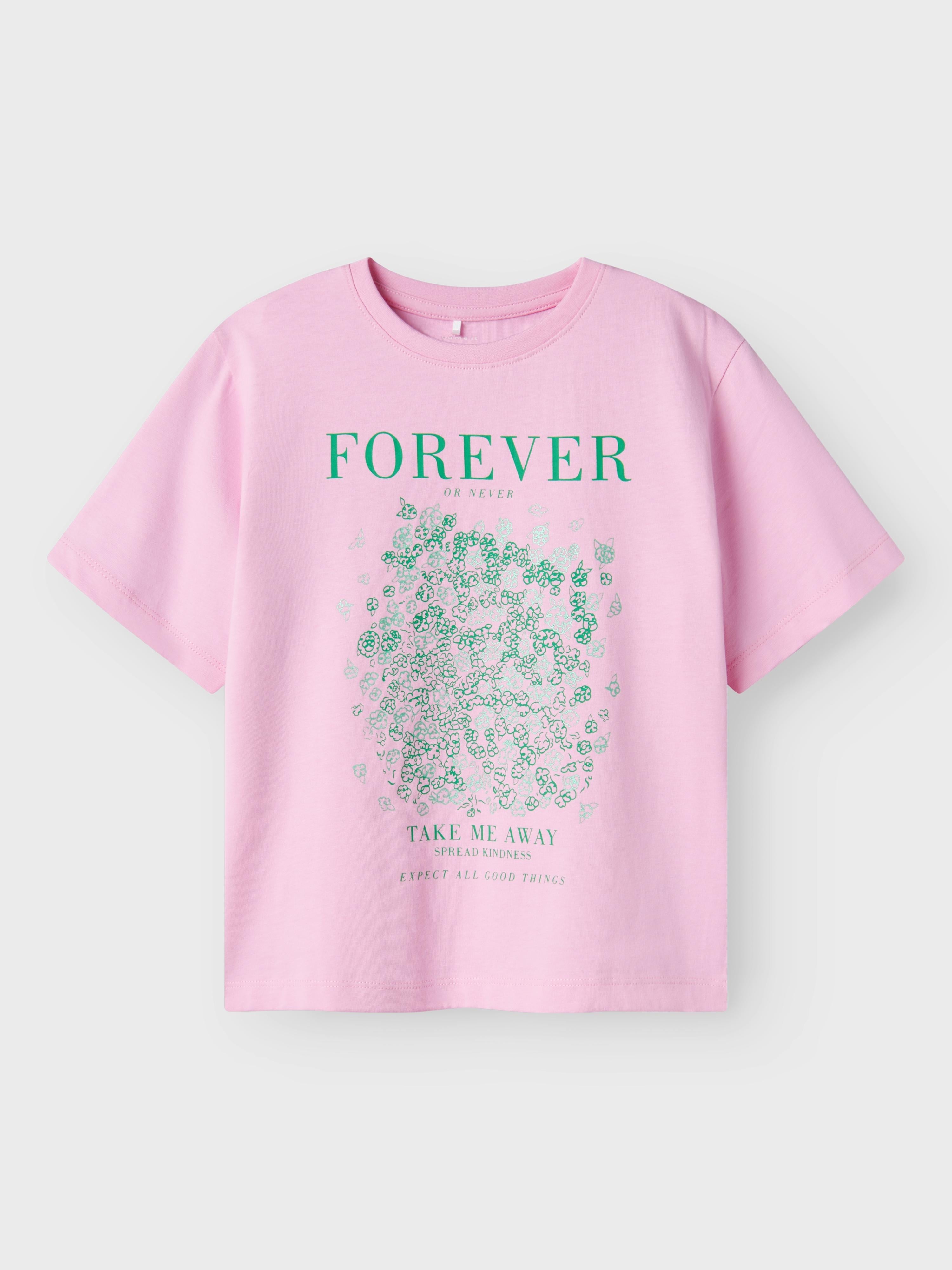 Name It t-shirt kids rosa con stampa verde